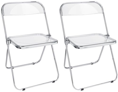 OHMG Moderner Klappstuhl aus transparentem Acryl, stapelbar, verchromter Rahmen und Klappstuhl, für Bankett, Konferenz, Party