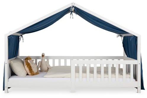 IDIMEX Hausbett Himmel LIAN in dunkelblau - Betthimmel aus 100% Baumwolle, Baldachin Musselin zweilagig, Bettvorhang für Hausbetten, Hausbett Deko