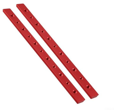 Zilimontt 2Pcs T-Slot Track,Aluminum Alloy T-Track Slider Set For Woodworking Tables Saws Miter Saws DIY Projects,100-450mm Red Compatible With Various Workbenches(300mm)