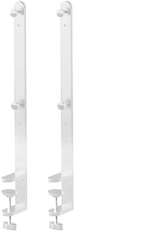 Set di 2 morsetti da scrivania estesi con staffa di fissaggio per pannello forato, accessori da scrivania, altezza regolabile 41,5 cm, compatibile con scrivanie spesse 1-5,5 cm, bianco