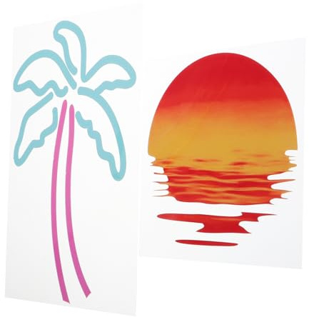 TOPPERFUN 2stücke Teiliges Sunset Palm Tree Auto Fenster Aufkleber Wetterfeste Lustige Karibik Deko Für Seitenfenster Tank Elektrofahrzeuge Einfache Anbringung Vielseitig Für Auto Suv Camper