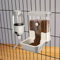 Automatic Pet Food Water Dispenser, Auto Gravity Pet Feeder Water Bottle Set for Crate Cage, Feeding Station for Small Dog Cat Rabbit Guinea Pigs Chinchilla Ferret Hedgehog (Grey)