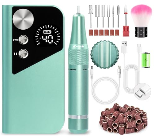 ENGERWALL Cordless Electric Nail Drill Machine, 40000RPM Professional Portable Rechargeable E File for Acrylic Polish Gel Removal Manicure Pedicure Set M96G