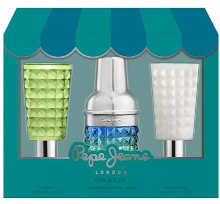 Pepe Jeans Cocktail Edition For Him Estuche Regalo Perfumes Hombre Pack de 3 Piezas Eau de Toilette 30ml, After Shave 50ml y Shower Gel 50ml Set Fragancia Cítrica, Amaderada y Especiada