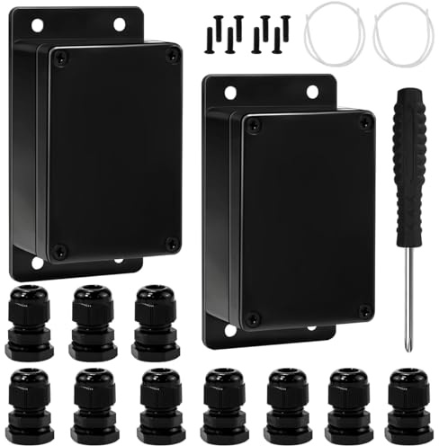 WEFHEF 2 Stück Abzweigdose ip65 Wasserdicht Abzweigkasten Anschlussdose Anschlusskasten Aufputz Verteilerdose Abzweigdosengehäuse für Feuchtraum Elektrische Box M16 Kabelverschraubung Schraubenzieher