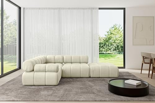 ALTDECOR Modulares Sofa Ecksofa in L-Form Corner modular Sofa Eckcouch Couch Wohnlandschaft Cauchsofa Polstersofa Felto-L1-285x190x70 cm Beige