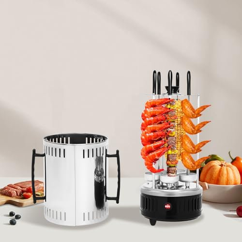 SW-5 1000W Vertikale Kebab-Maschine für zu Hause, Eeignet für Schaschliks, Schawarma, Spieße usw, Geeignet für den Hausgebrauch, Grillpartys im Freien, Picknicks und Andere Orte(5 Gabeln)