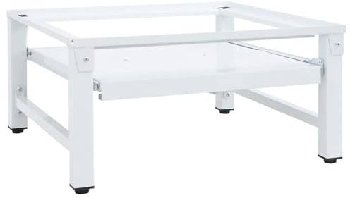 Homgoday Waschmaschinen-Untergestell mit Ablage - Stahl, Weiß, 62x60,5x32,5 cm - für optimale Arbeitshöhe Model4009873