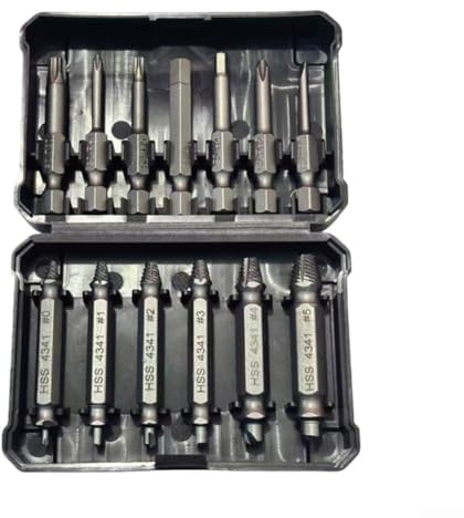 Doppelkopf-Ausdreher-Set zum Entfernen von abisolierten und verrosteten Schrauben und Bolzen, kompakte Kofferaufbewahrung, geeignet für tiefe Löcher und harte Reparaturaufgaben (B)