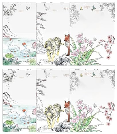 Tyinerc Aquarell Malbuch - 6 Anleitungen Zum Malen Mit Wasserfarben,Chinesische Aquarell Malvorlagen - Für Kinder, Erwachsene, Jugendliche, Reisen,