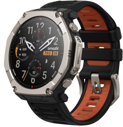 Amazfit T-Rex Ultra 2 Smartwatch Outdoor GPS Dual-Band, Cassa in Titanio 51 mm, Display AMOLED in Vetro Zaffiro 1,5, Torcia, 30 Giorni Batteria, Mappe Offline, 10 ATM, 180+ Sport, Android e iPhone