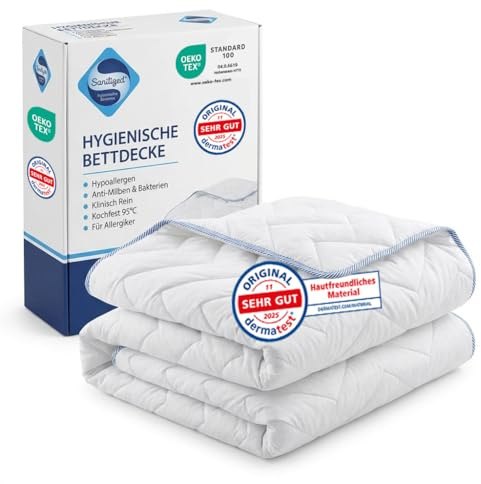 KNERST Hygiene Bettdecke 155x220, antibakteriell, 95°C waschbar Made in EU | Sanitized® Odoractiv, Mikrofaser, Ganzjahresdecke, geruchsneutral, allergikergeeignet, pflegeleicht