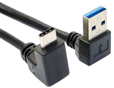 Cablecc Câble de données USB 3.1 USB-C vers le haut bas courbé vers bas à 90 degrés mâle pour tablette et téléphone (100 cm)