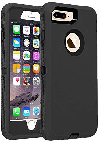 smartelf Case for iPhone 7 Plus/8 Plus Heavy Duty Shockproof Protective Cover Hard Shell for Apple iPhone 7+/8+ 5.5 inch-Black
