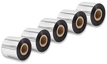 vhbw 5x Thermotransfer-Band kompatibel mit Godex RT700 | G530, G500, EZPI 1300 Drucker Etikettendrucker, Wischfest, 60 mm x 300 m, Wachs-Plus Schwarz