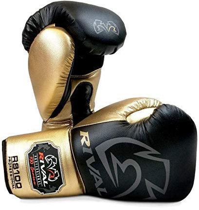 Rival Boxing Handschuhe RS100 Schwarz Gold Training Professionell - Schwarz, Gold, 16oz