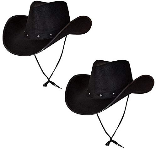Wicked Costumes Texanische Cowboyhut für Erwachsene, schwarz, 2er-Pack, Verkleidung, Partyzubehör, Wild Western Sheriff Land Western Rancher