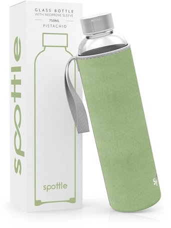 spottle Gourde en Verre avec Housse en Néoprène, Bouteille en Verre Borosilicate - Lavable au Lave-Vaisselle, Adaptée à Toutes les Boissons, Sans BPA, 750ml