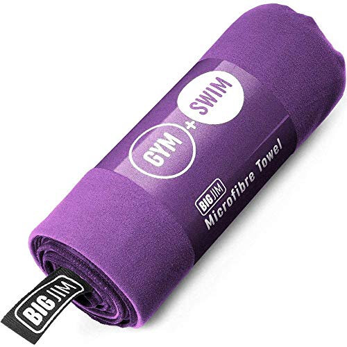 Big Jim Mikrofaser-Handtuch, extra groß, XL Lila, schnell trocknend, für Fitnessstudio, Fitness, Schwimmen, Sport, Strand, Reisen, Camping, Wandern, Yoga, Pilates, Bad, kompakt, leicht