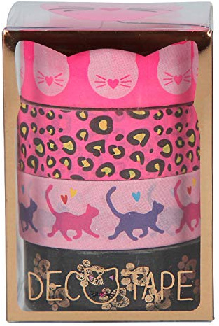 Depesche 8654 TOPModel - Deko Tapes mit Katzen-Motiven, 4 Rollen Klebeband (sortiert), zum Verzieren von Tagebüchern, Freundebüchern, Glückwunschkarten uvm.