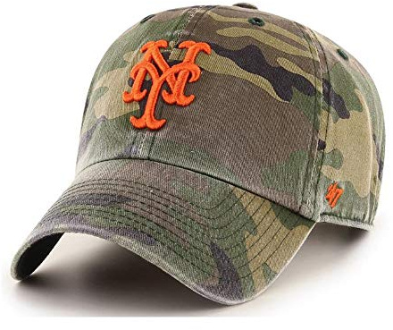 '47 Brand Men's New York Mets Clean Up Hat Cap Camo/Orange