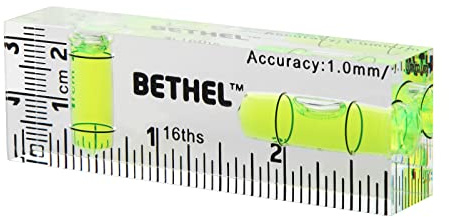 BETHEL Small Level Mini BubbleLevel 90°/180°directions SpiritLevel Shatterproof Cross Check PocketLevel Picture Hanging Levels Mark Measuring Instruments Layout Tools (75×25×15(MM))