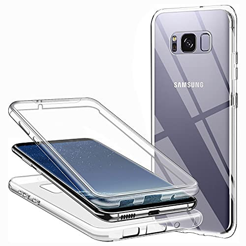 CHIMUCO Hülle für Samsung Galaxy S8 Handyhülle 360 Grad, Transparent Full Schutz Kratzfest Dünn Durchsichtige Case Silikon Schutzhülle, Hart PC Zurück + Weich TPU Vorderseite