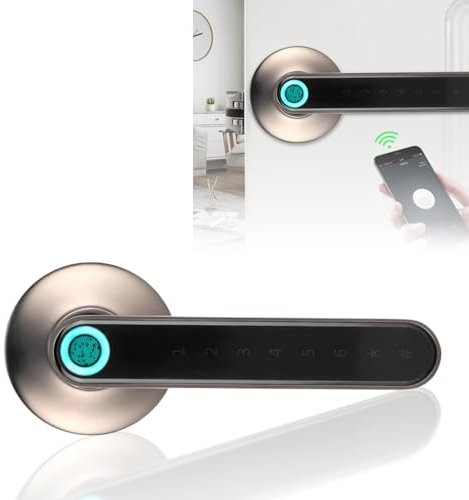 Fingerabdruck Biometrisches Türschloss Smart Türknauf Keyless Entry Passwort Griffschloss für Smart APP Control Smart Locks für Haustür Home Hotel Office Security(Schwarz)