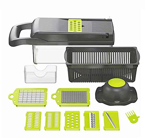 12 in 1 Mandoline Vegetable Slicer Onion Chopper- Food Chopper Veg Cutter Box-Professional Food Slicer for Vegetable Spiralizer - Onion, Salad, Potato,Garlic,Veggie chop