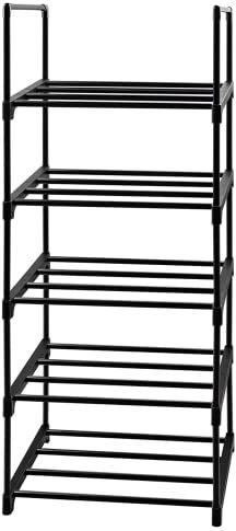 Easyhouse Schuhregal mit 5 Ebenen, Offener Schuhschrank Hoch, Schuhständer Schmal, Schuhaufbewahrung aus Metall für Eingang, Schrank, Schlafzimmer, Flur