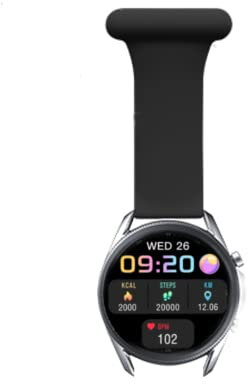 Smart Fob Watch for Android iOS Wristwatch with Fob Strap, Nurse Watch,Silicone Pin fob Fitness Sport Tracker iP67 Waterproof Smartwatch with Heart Rate Monitor,Pedometer,Sleep Tracker (Black)