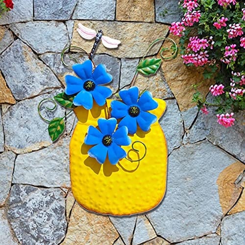 12,79 X 7,67 Zoll Metall Blumen Gartendeko Blume Metall Wand Kunst Dekoration Für Wohnzimmer Garten Balkon Wanddeko Blumen Wand Skulptur Metall Hängendes Ornament Für Schlafzimmer, Outdoor, Garten
