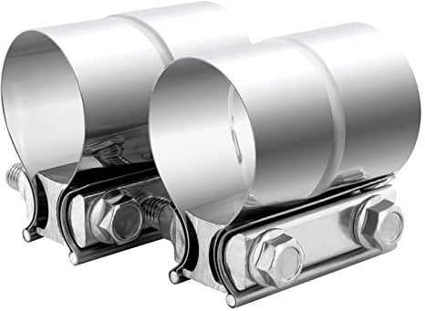 Vitonsbay 2.0 Inch Exhaust Clamp, 1.75 to 6 Inch Lap Joint Exhaust Band Clamp Sleeve Coupler Stainless Steel(2Pcs)