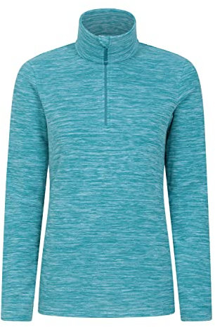 Mountain Warehouse Snowdon Womens Fleece Top - Warm Pullover, Lightweight Sweater, Half Zip, Breathable Ladies Tee, Quick Drying - For Spring Summer, Walking, Travelling Light Teal Women's Size 18