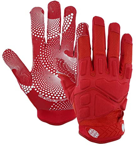 Seibertron G.A.R.G 2.0 Gel Filled Patentiert Anti-Impact Ultra-Stick Football Sports Receiver/Empfänger Handschuhe Gloves Adult Red XL
