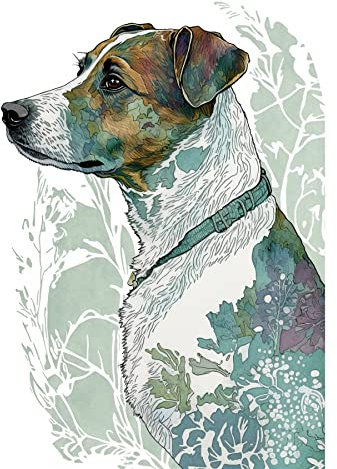 Artery8 Jack Russel Dog Modern Watercolour Portrait Illustration Unframed Art Print Poster Wall Decor 12x16 inch