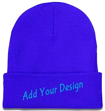 Wintermütze Beanie selber gestalten mit Fototext für Herren Damen Schwarz, blau, One size