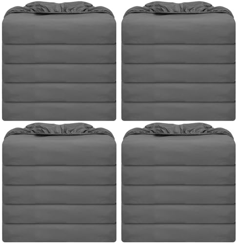 Preboun 20 Pack Fitted Sheets Twin Bulk with Pocket Elastic Corners, Gray