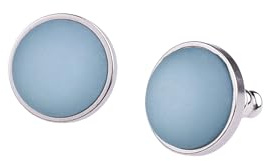 Adi Modeschmuck Polaris Ohrstecker 'Lara', 12mm original Polaris Cabochon in einer Fassung aus Edelstahl, handgefertigt in Berlin (Taubenblau)