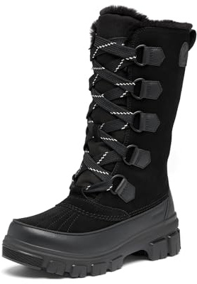 Sorel Tivoli V Tall - Stivali da neve impermeabili da donna, Nero/Naturale, 38.5 EU