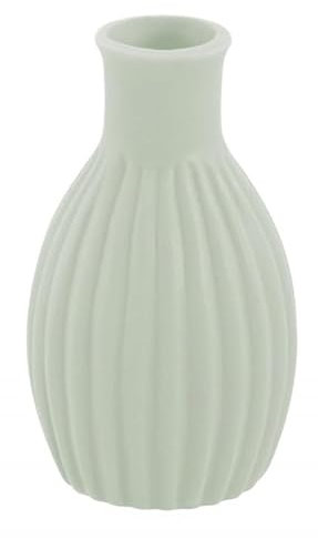 Chaks 13334-120, Mini-Vase, Keramik, rund, geriffelt, 8,5 cm, Salbeigrün