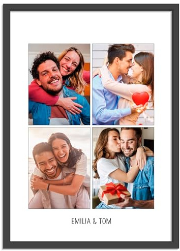 OWLBOOK® Personalisierte Geschenke für Frauen Männer Valentinstags Geschenke für Ihn Sie Fotogeschenke mit eigenem Foto Partner Geschenke mit Foto zum Jahrestag Raster vier Bilder Papier
