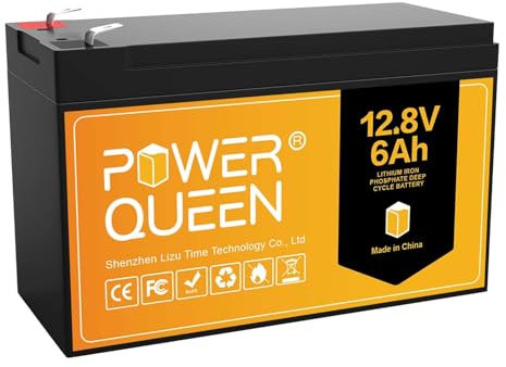 Power Queen LiFePO4 batterie 12V 6ah batterie au lithium rechargeable avec 3000 cycles profonds protection BMS 6a intégrée pour installation solaire sounder Kit panneau solaire