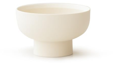 High-foot Fruit Bowl, Ceramic Pedestal Decorative Bowl, Round Bowl for Salad, H2.55 × W4.5 Small Size, 8.4oz, Matte Crème