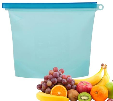 Sacchetti per alimenti in silicone, riutilizzabili da 100 ml, sacchetti riutilizzabili per congelatore per alimenti, in silicone trasparente, riutilizzabili, per la casa
