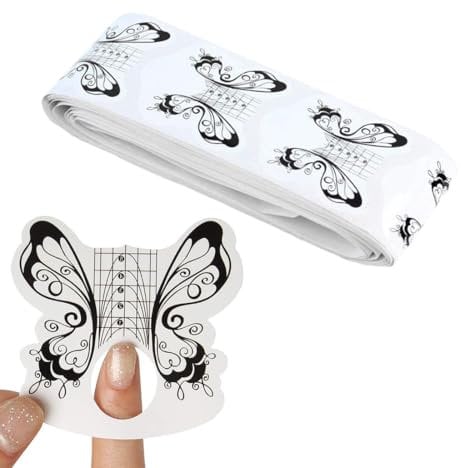 WeddHuis 100 pièces Papier à Formes pour Ongles, Auto-adhésif, Nailart, Extension et Modelage D'ongles, Papillon Noir, Nail Art Conseils Extension Stickers, Chablon, Modèle de Faux Ongles
