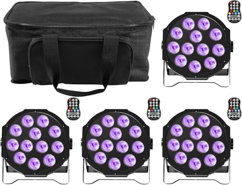 ZonQoonz Wiederaufladbare RGBW LED Par mit Wasserdichtem Bag, 12 LED Strahler, 8CH Bühnenlichter