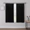 Joydeco Gardinen mit Kräuselband Vorhänge Blickdicht 2 Stück H 160 x B 132 cm Schienensystem Schwarz Verdunkelungsvorhang Thermovorhang Kälteschutz Schlafzimmer Blackout Curtains