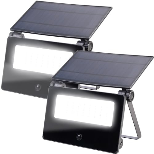 Luminea LED Solarleuchte: 2er-Set Solar-LED-Wandfluter, Bewegungssensor, 1.300 lm, 2x 1.800 mAh (Scheinwerfer Solar Bewegungsmelder, Straler, Panel)