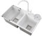 Fregadero blanco, fregadero de cocina con grifo de agua caliente y fría giratorio 360°, escurridor, dispensador de jabón, fregadero doble, fregadero empotrado, fregadero de acero inoxidable, 71 x 38 x